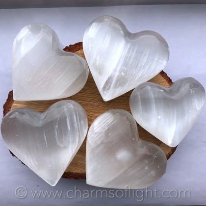 White Selenite Gemstone Heart